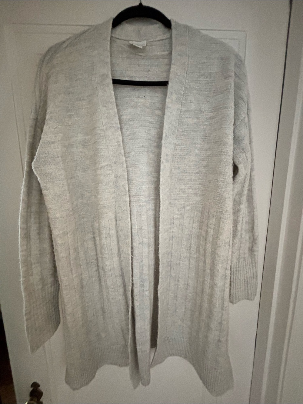 STYLUS Light Gray Open-Front Ribbed Cardigan
